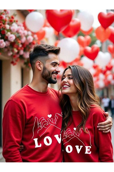 seda Unisex Women/Men's Valentine's Day Special Couple Sweat Oversized (Type Your Sizes in the Order Section)