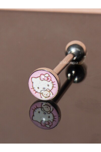 MORNEVA Hello Kitty Pembe Çelik Dil Tongue Piercingi