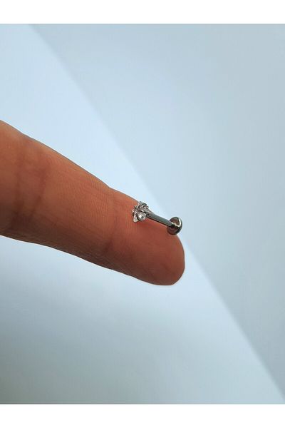 kurukafagift 8 mm Silver Color Star Stone Tragus Helix Piercing - 1 Piece