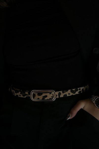 keisy Pearl Slim Gold Buckle Belt