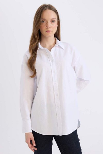 DeFacto New Season Relax Fit Basic Plain Oxford Long Sleeve Shirt Tunic