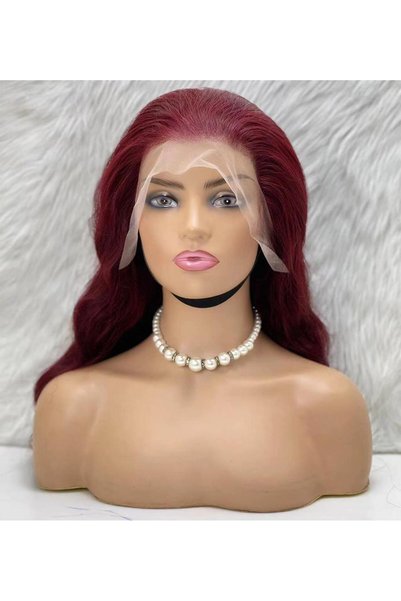 Nurdan Trend Peruk Gerçek Front Lace Tül Peruk - Dalgalı - Koyu Kızıl 70-75cm