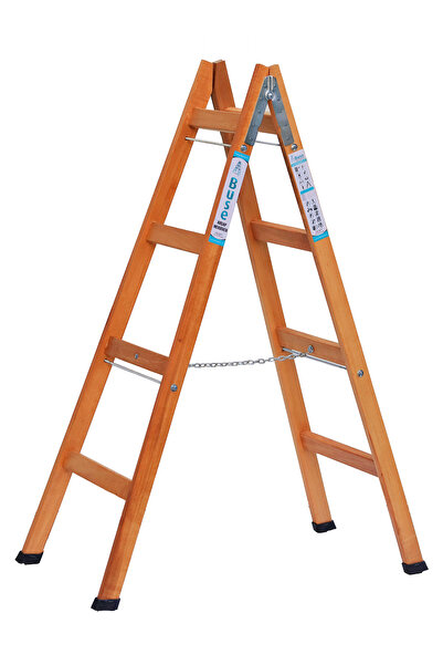 Buse 4 BASAMAKLI A TİPİ ÇİFT ÇIKIŞLI AHŞAP MERDİVEN 140CM