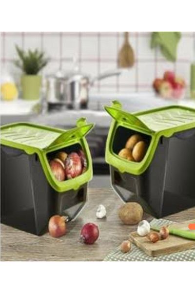 4AFACANÇEKİRGE Coral Onion & Potato Storage Container 12 Lt 2 Pcs