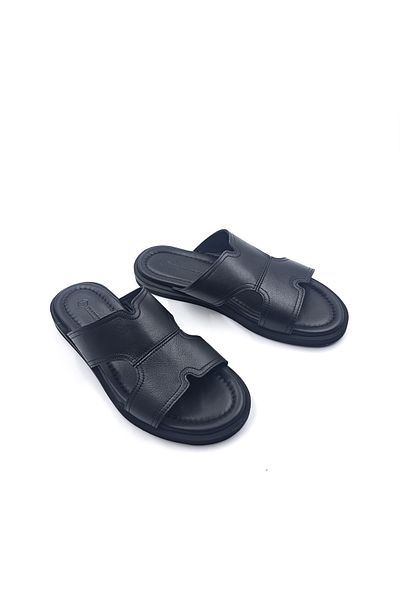 Hammer Jack Lightweight Design Comfort Genuine Leather Black Men's Slippers
