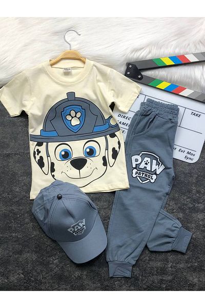MİLANO KİDS Boys Paw Patrol Printed Summer Hat Gift Bottom Suit