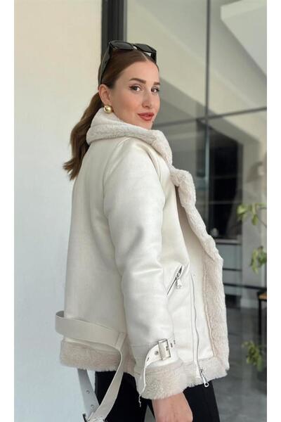 Özel Tasarım Women's Suede Coat with Rapped Belt Detail
