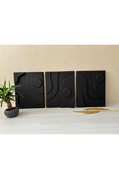 OLA CONCEPT El Yapımı Kum Dokulu Soyut Sanat Tablo Minimalist 3 Boyutlu Iskan...