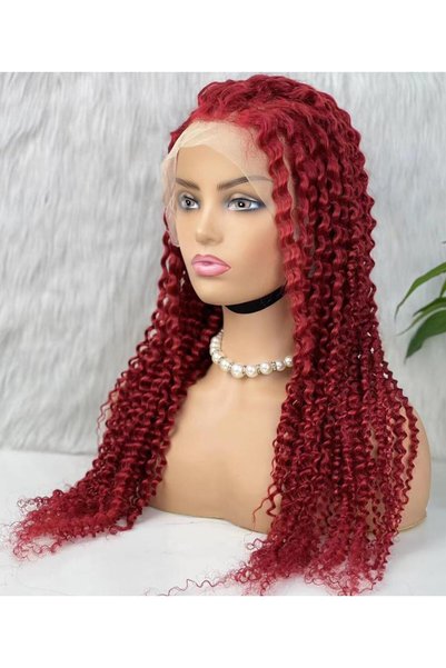 Nurdan Trend Peruk Real Front Lace Tulle Wig - Fluffy Afro - Red 70-75cm