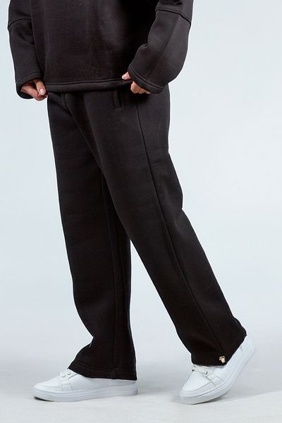 swOzz Pantaloni de sport largi, unisex, cu 3 fire, țesătură înălțată cu buzunar cu fermoar