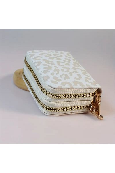 GlassySKY Stylish Leopard Pattern Double-Layer Card Slot, Thin, Lightweight and Simple Style, Zipper Closure Wallet