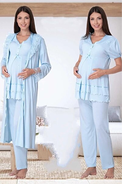 by İGP Sabahlıklı Hamile Lohusa Pijama Takımı