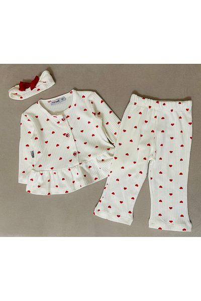 SANTRALBEBE Baby Girl Heart Seasonal Bandana Set