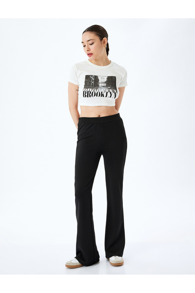 Koton بنطلون نسائي أسود واسع