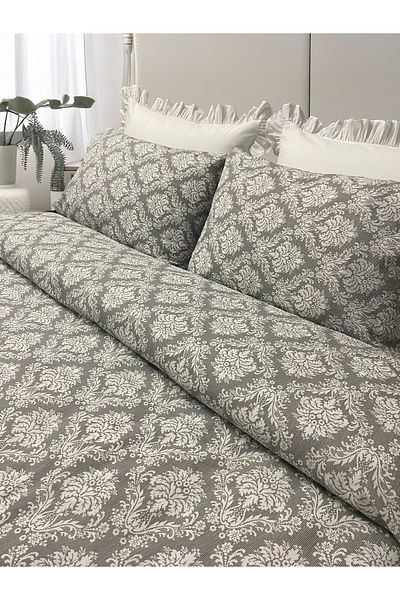LILYUM Home Κομψό και κομψό σετ παπλωματοθήκης με γκρι σχέδια χωρίς σεντόνια - διπλό