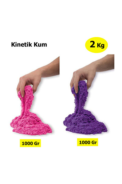 Hobialem رمل حركي، 2 لون، 2 كجم، أرجواني ووردي، 6 قوالب، رمل اللعب