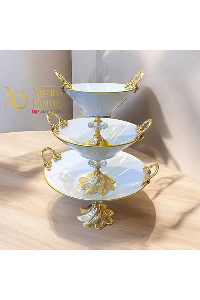 Eslim Crystal Porcelain Set of 3 with Original Metal Legs