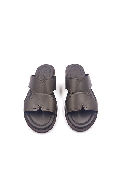 Hammer Jack Ανδρικές παντόφλες ελαφριάς σχεδίασης Comfort από γνήσιο δέρμα καφέ