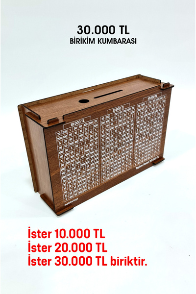 metafortoys Parabox 30.000 Tl Birikim Kumbarası (CEVİZ) Tekrar Kullanılabilir