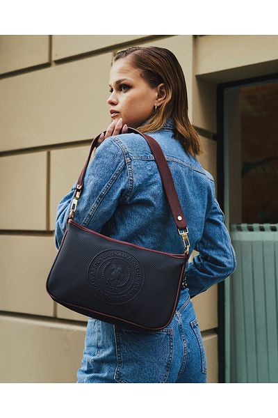 U.S. Polo Assn. Geantă de umăr pentru femei, roșu Claret, bleumarin - Us24738