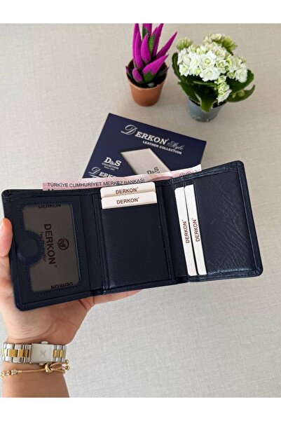 DERKON Чоловічий гаманець Lacivert Sakura - натуральна шкіра, магнітна застібка