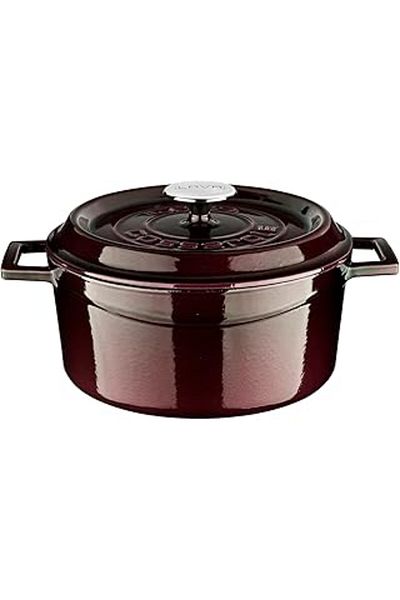 NZM TİCARET Premium a Metal - 24 cm Majolik Purple Round Cast Iron Pot