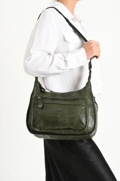 Baginn Y.S. Geantă de umăr pentru femei, cu curele încrucișate din piele, 30*19 cm, cu buzunare multiple, din piele artificială vegană