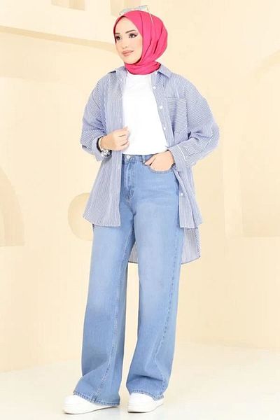 katalya Palazzo Hijab Jeans - Open Wash