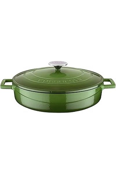 ShopZum Metal Cast Multi-Purpose Bowvan Pot, Trendy, 28 Cm, 3.51 L Volume, Green