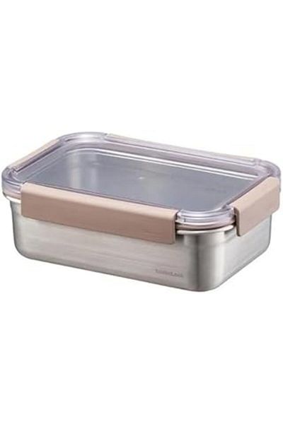Lock & Lock Locknlock 1 Lt Brown Stainless Steel Oven and Storage Container - Quadrangle Locked