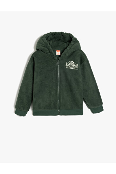Koton Baby Boy's Green Zipper Hooded Sweatshirt