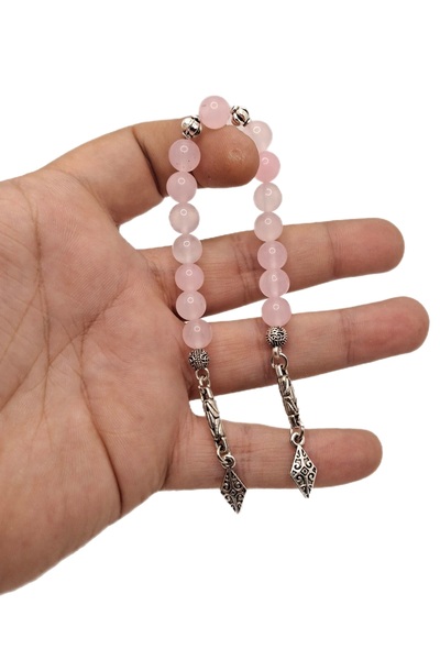 Han Ticarethane Combinație de culoare argintie piatră de cuarț roz natural Zaza Tesbih
