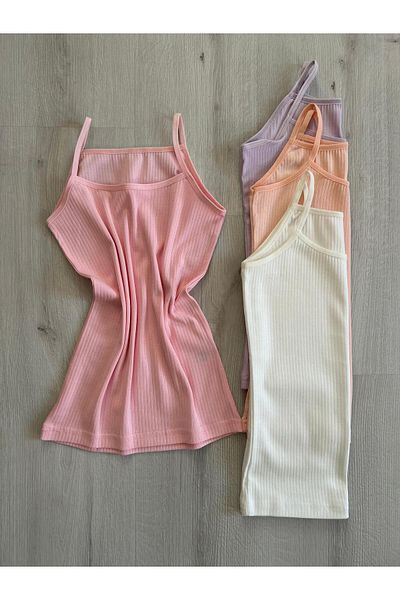 ParisTrend Children's Corded 4-Piece Combed Cotton Tank Top