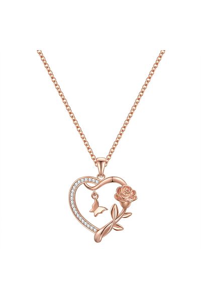 Rafaela Donata Silberhalskette Kette mit Anhänger Sterling Silber roségold Zirkonia weiß