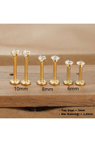 VLM AKSESUAR Taşlı Labret Tragus Helix Lobe Dudak Cerrahi Çelik Piercing