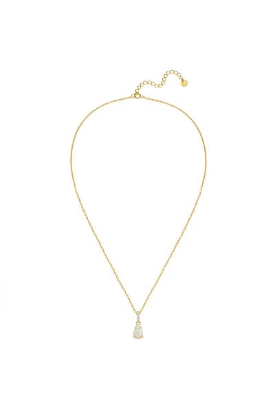 Glanzstücke München Silberhalskette Kette mit Anhänger Sterling Silber gelbgold Opal (synth.)