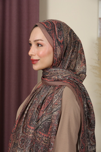 aldyoo Ρετρό έθνικ μοτίβο βαμβακερό σάλι καφέ γάλακτος (70X180CM)