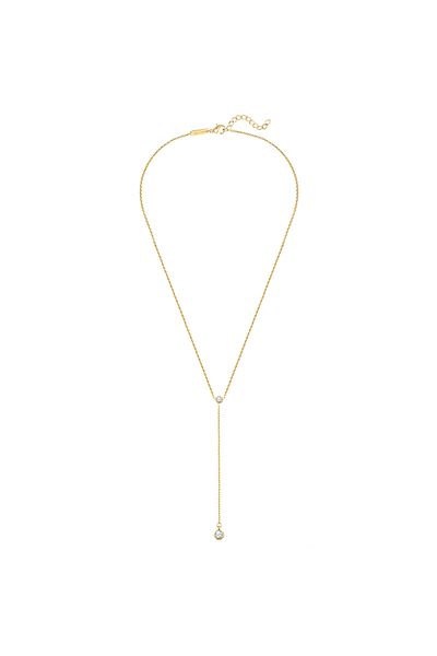 eastside Edelstahlhalskette Kette Mit Anhänger Edelstahl Gelbgold Zirkonia Weiß