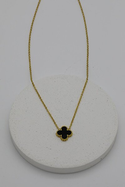 Inure Jewelry Tek Yoncalı 4 Yapraklı Altın Kaplama Zincirli Yonca Model Çelik...