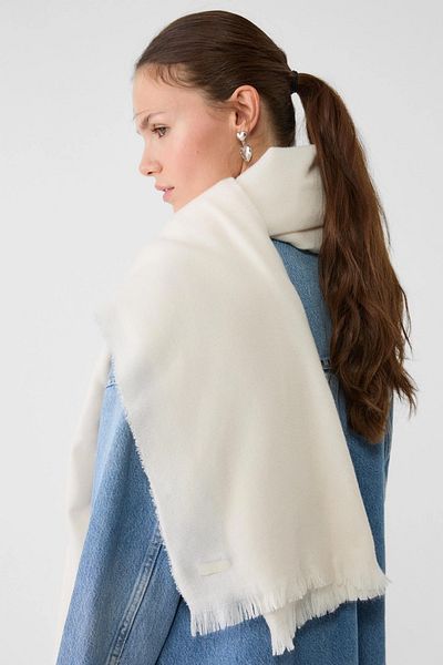 novon Trend Ecru Soft Touch Tassel Detailed Long Scarf