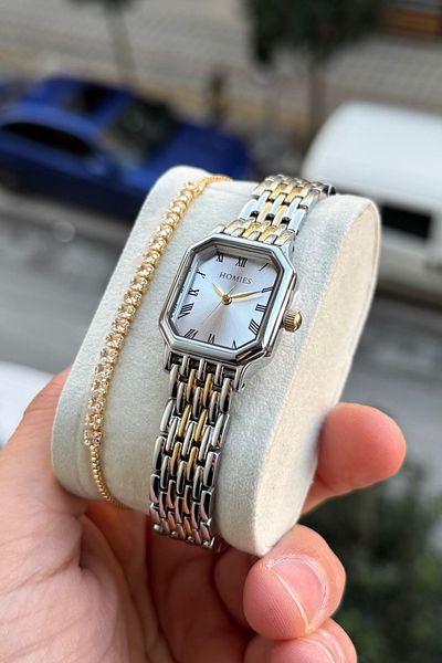 Homies Women's Wrist Watch Small Case Vintage Model Gift Box and Bracelet