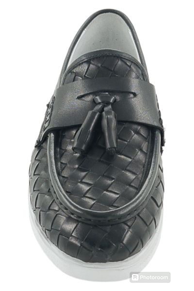 MİLONEK 202413471201   Men's Black Straw Loafer - Tasseled Casual Shoes