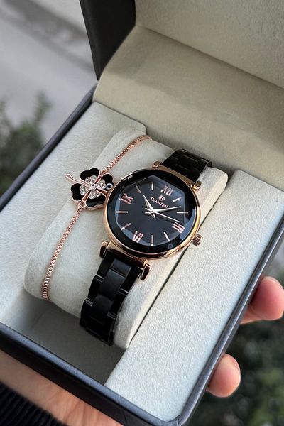 Homies Women's Wrist Watch Crystal Glass Gift Box and Bracelet with Gift Hm 2345678877