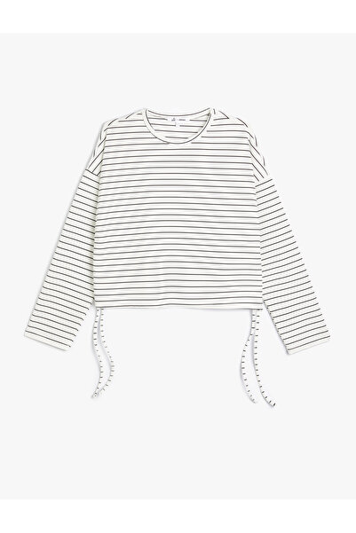 Koton Beige Women's Crop Sweatshirt