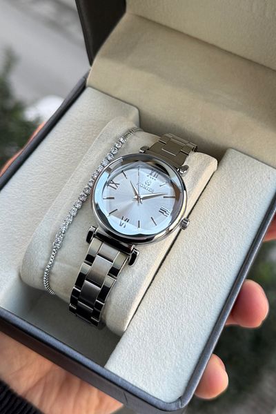Homies Women's Wrist Watch Crystal Glass Gift Box and Bracelet with Gift Hm 2345678877