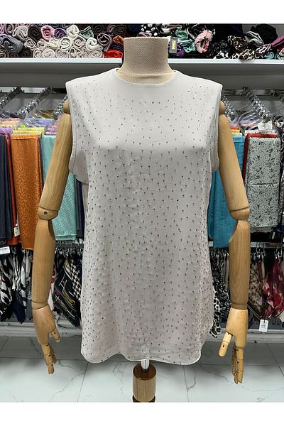 Zeynep Butik Efraze Front Stone Chiffon Detaliat Mătase Pieptănat Lenjerie Tunica 404 1649