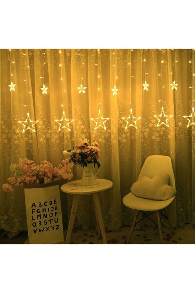 Genel Markalar 138 Ledli Yıldız Perde Işık 3 M Yılbaşı Işığı Led Işık Saçak L...