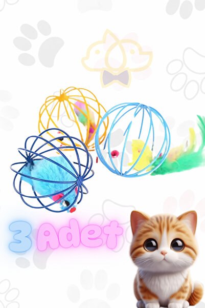 PapyonPet 3 Adet Kafes İçinde Toplu Peluş Fare Hareketli Kedi Oyuncağı