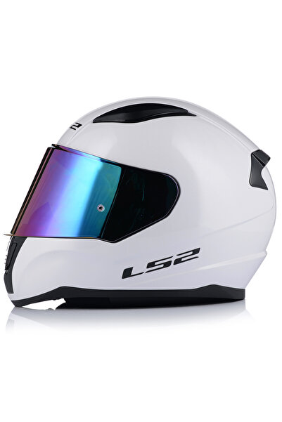 LS2 Rapıd 2 Beyaz Kapalı Motosiklet Kaskı Gökkuşağı Camlı