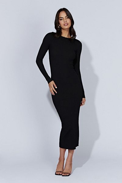 Karataş Giyim Rochie din țesătură de iarnă, cu nasturi, cu nervuri, lungime maxi, cu guler în picioare, 135 cm